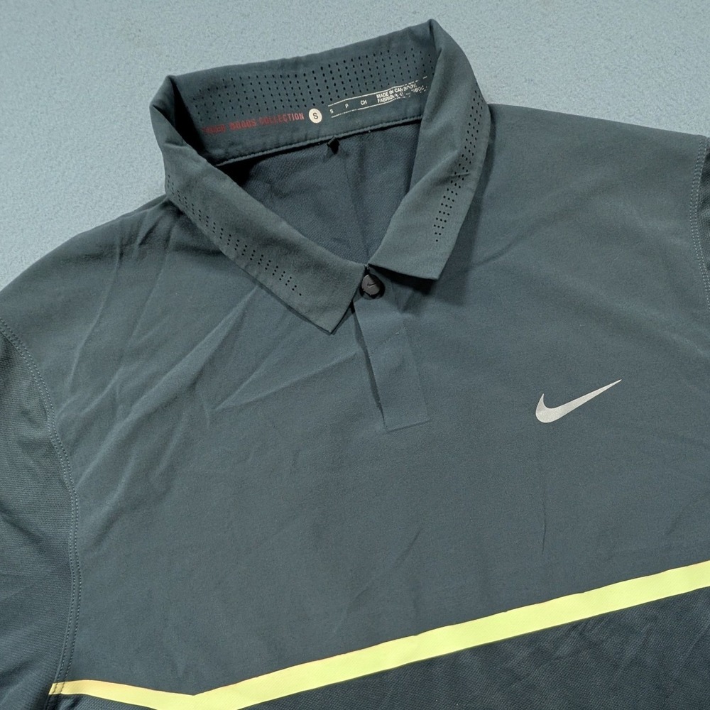 Nike‎ Golf Tiger Woods Collection Polo Mens Small Dri-FIT Grey Volt Stripe